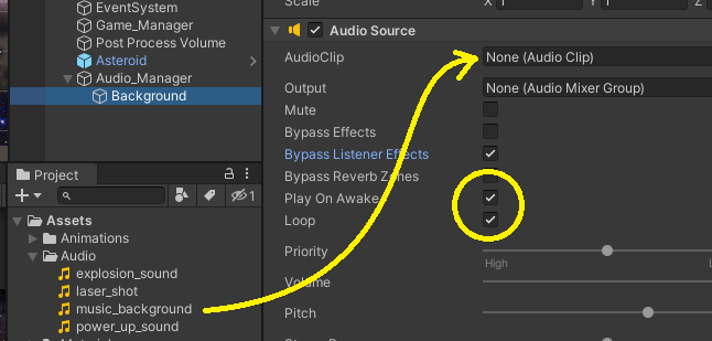 Drag and drop audio clip from Assets — Audio